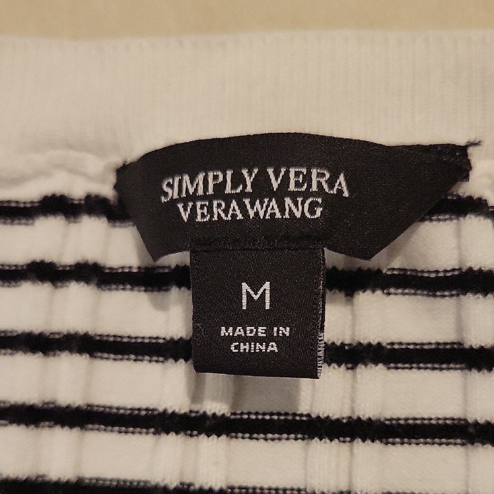 Simply Vera Vera Wang Black and White Striped Tank Top - Picture 2 of 2